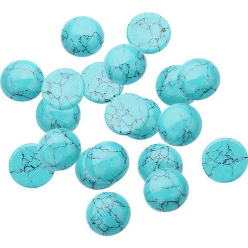 20x Blue Turquoise Gemstone Flatback Domed Cabochon Stone Beads for Handmade Jewelry Craft DIY Necklace Bracelet Ring 6mm