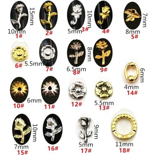 50pcs/pack Japan 3D Nail Art Decorations Metal Nail Accessories Alloy Kawaii Flower Nail Parts DIY Alloy Supplies for Nails
