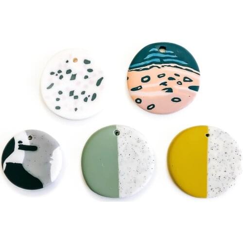 6PCS/lot Different Coloful Oil Painting Jewelry Accessories Hand Made Earrings Connectors DIY Pendant Components Charms