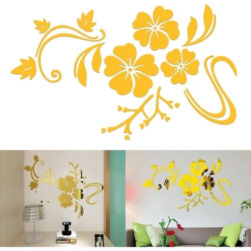 3D Acrylic Stereo Wall Sticker DIY Flower Rattan Decoration Sticker for Room Mirror Wall Sticker Background Wall Decoration