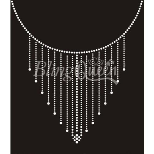 BlingQueen 25PCS/LOT Neckline Rhinestone Appliques Heat Transfers