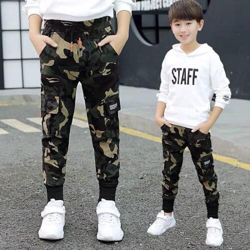 2020 New Boys Pants Autumn Winter Thick Camouflage Kids Trousers Teenage Boy girl Warm Clothing Elastic Waist Unisex Cargo Pants