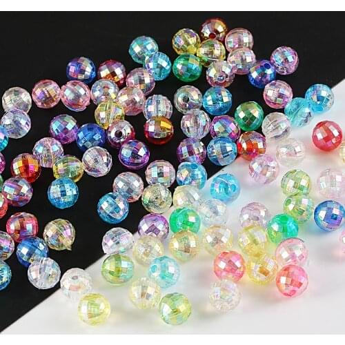 100pcs Acrylic Beads 6/8/10mm AB Rainbow Beads for DIY Earring Bracelet Necklace Craft Jewelry Findings Hairwear Accessories