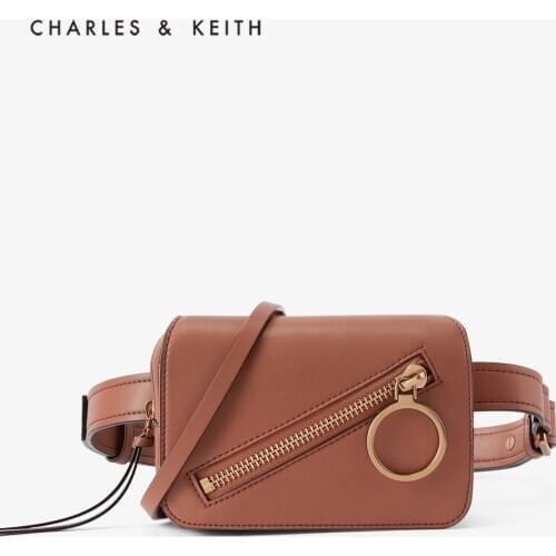 CHARLES&KEITH New Arrival for Winter2020 CK2-80780921Womens punk rock fashion shoulder ,waist bag with metal zipper decoration