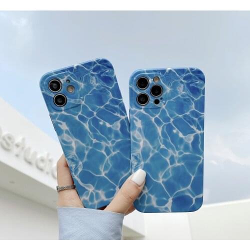 Blue Water Ripple Art Phone Case For iPhone 12 Mini 11 Pro XS Max X XR 6S 7 8 Plus SE 2020 Soft IMD Protection Back Cover