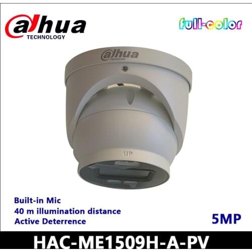 Dahua 5MP HDCVI Full-Color Active Deterrence Fixed Eyeball Camera HAC-ME1509H-A-PV Built-in mic 40 m illumination distance