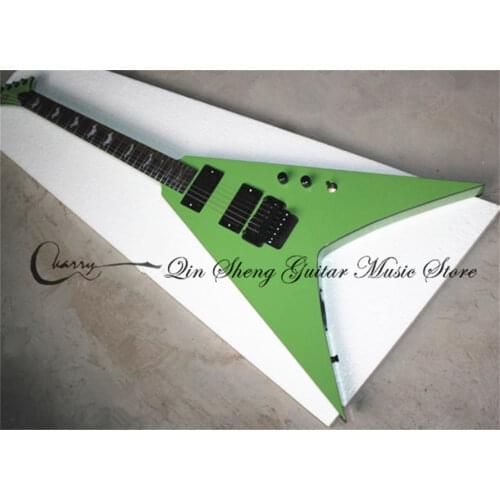 Order booking 6 strings K23 guitar, White alien irregular guitar,Tremolo bridge H H pickups,Chrome buttons,Active battery