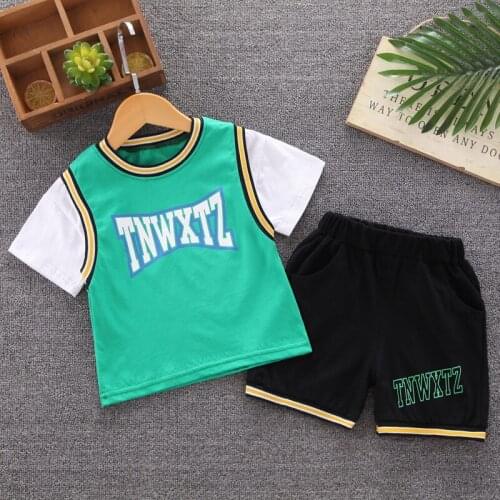 Children Cotton Summer Baby Boys Clothes Letter Patchwork T Shirts Shorts 2Pcs/sets Infant Kids Fashion Toddler Tracksuits Sets