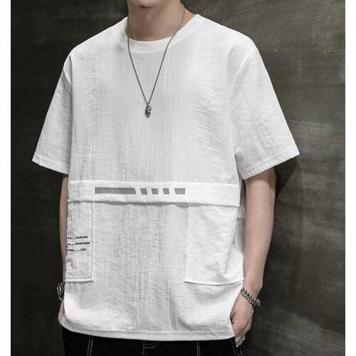 Summer Chinese Style Linen Short Sleeve Oversized Print T-Shirt Men Hip Hop Fashions Tee Streetwear Harajuku T Shirt Male 30436