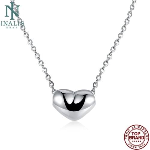 INALIS Tin Alloy Necklaces For Women White Cubic Heart Pendant Necklace Elegant Romantic Fashion Jewelry Give Girlfriend GIft