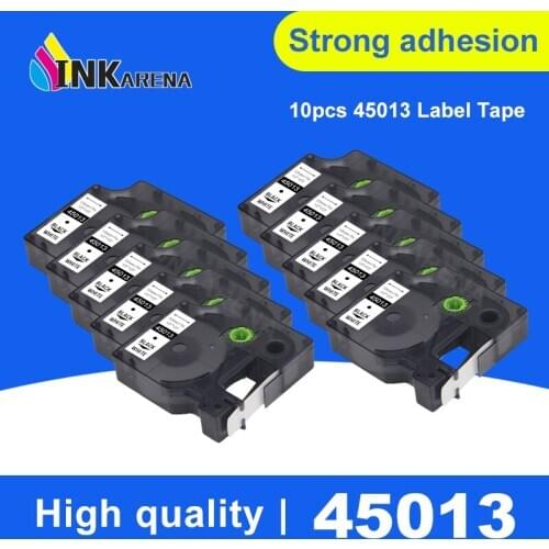 INKARENA 10 Pack 12mm Compatible Dymo D1 Label Printer Ribbon Tape 45013 for DYMO Label Maker LabelManager 160 280 260P Black