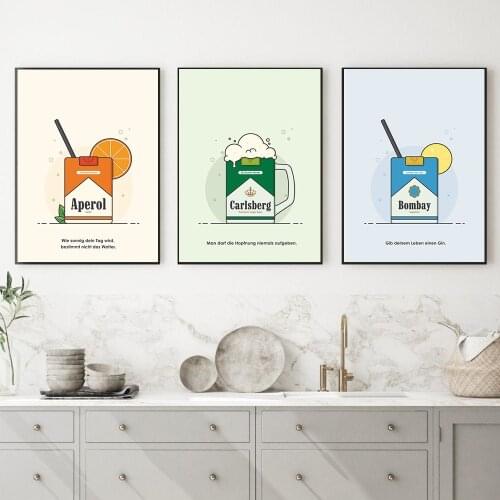 Kitchen Poster Print Aperol meets Marlboro Drink Canvas Print Vintage Wall Art Painting Picture Dining Room Restaurant Bar Decor