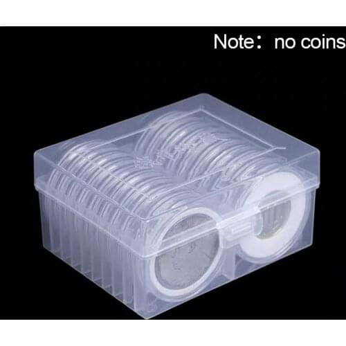 Coin Storage Box 20Pcs Coin Capsules Holder & Protect Gasket 7 Size(16/20/25/27/30/38/46mm) Coin Holder Case For Coin Collection