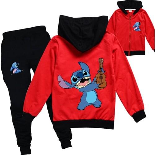 Stitch Thanksgiving Outfits for Boy Cartoon Long Sleeve Clothes Baby Autumn Fashion Children Clothing Set Tracksuit