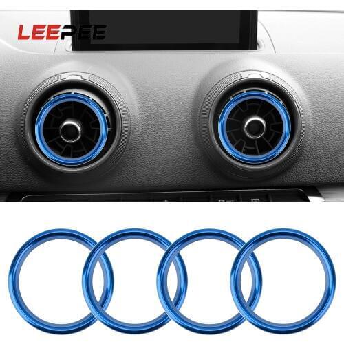 LEEPEE 4Pcs/Set Aluminum Decorative Stickers For Audi A3 8V 2013-2019 Car Air Conditioner Vent Frame Interior Accessories
