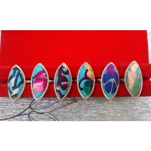 Miao Miao silver jewelry crafts DIY ring Miaoxiu embroidery embroidered accessories old piece rings