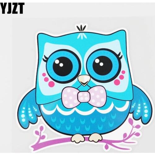 YJZT 14CM×13.3CM Lovely Owl PVC Decal Cartoon Modeling Car Sticker Bumper 11B-0393