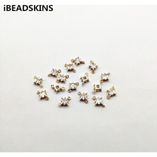 New arrival! 10x7mm 100pcs Copper/Zircon Square Connectors for Jewelry Findings Earrings parts,hand Made Earrings Jewelry DIY