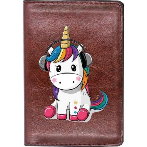 Charm Cute Unicorn Printing Travel Passport Cover ID Credit Card Holder Case