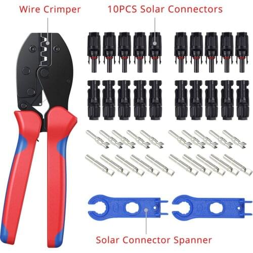 Crimping Plier Solar Panel Terminal Cable Connector Crimper Tool with Male Female Solar Connector Spanner for 2.5/4/6mm² Cbale