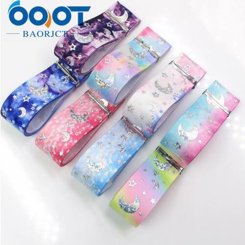 OOOT BAORJCT I-19430-1126 25mm 10yards laser Silver Cartoon love Printed grosgrain ribbon ,bow cap DIY accessories decorations