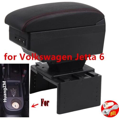 For Volkswagen Jetta 6 Armrest box Interior Parts special Retrofit parts Car Armrest Center Storage box with USB LED light