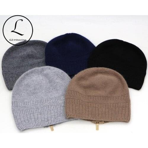 Adjusted Skullies Beanies Warm Winter Knitted Hats With Zipper Striped Hat Fur Lady Hedging Cap Natural Fur Vrouwen Muts 6906