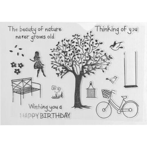 Happy Birthday Tree Silicone Clear Seal Stamp DIY Scrapbooking Embossing Photo Album Decorative Paper Card Craft Art Handmade