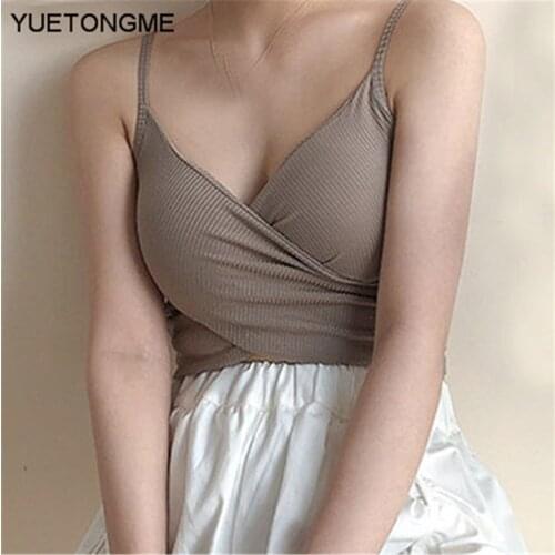 Deep V neck Sleeveless Sexy Crop Top Women Summer Camis Tops Tees Fashion Streetwear Casual Vest BT146A