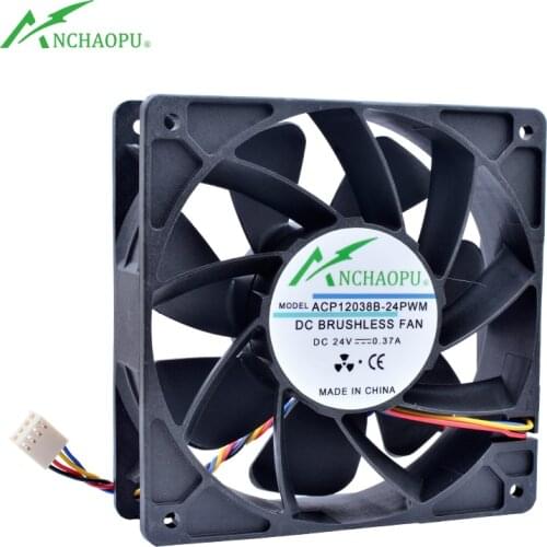 ACP12038B-24PWM 120mm fan 12cm 120x120x38mm DC24V 0.37A Double ball 4 lines PWM speed control cooling fan for inverter case