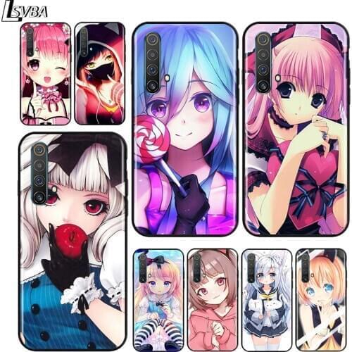 Japanese Cute Anime Girl for OPPO Realme V15 X5 X3 X50 X7 X2 C17 C11 C3 C2 7 7i 6 6S 6i 5 Narzo 20 Pro Black Phone Case