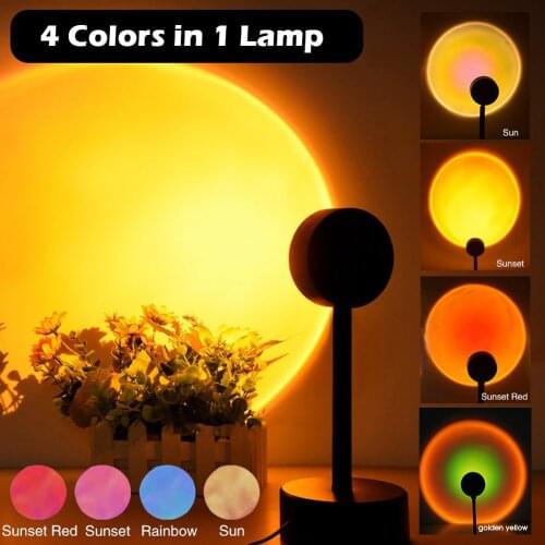 Sunset Lamp USB Sunset Projector Mood Light Living Room Bedroom Night Light Room Decor Bar Atmosphere Photography Background