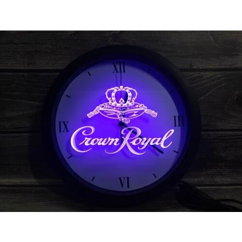 0E104 Crown Royal Derby Whiskey APP RGB 5050 LED Neon Light Signs Wall Clock