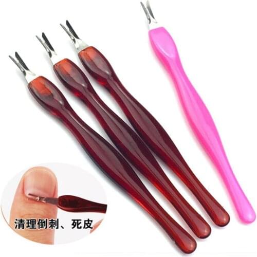 10pcs Stainless Steel Head Cuticle Pusher Nail Art Dead Skin Fork Tool Trim Nipper Pusher Cuticle Remover