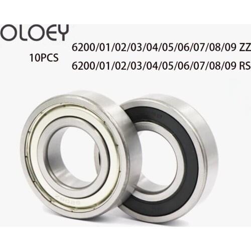 High Quality 10pcs 6200/01/02/03/04/05/06/07/08/09 2RS ZZ RS RZ 2RZ Good Deep Groove Ball Bearings Bearing Steel