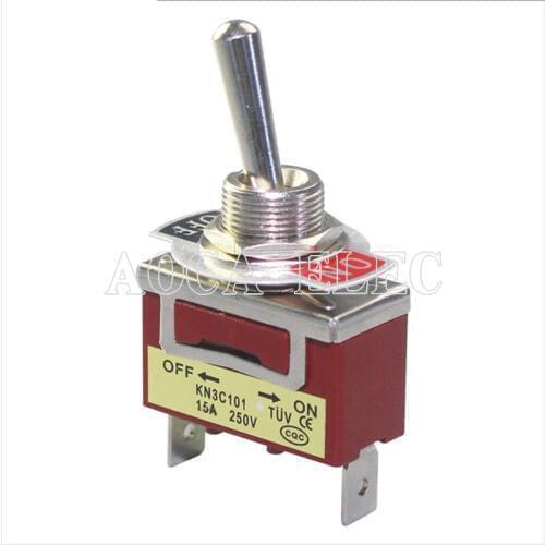 20PCS KN3C-101P 15A 250VAC ON-OFF SPST 2 Pin Medium Toggle Switch 12MM With PC Terminal