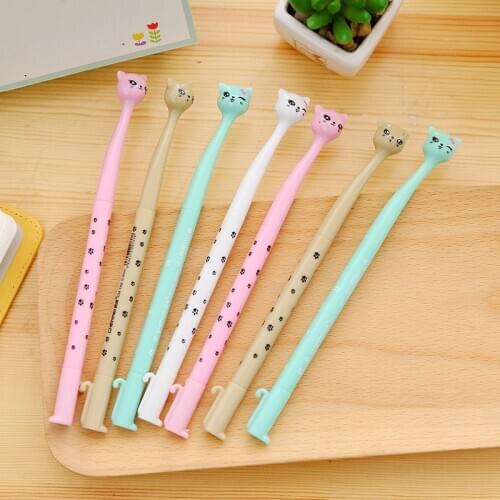 60pcs high quality black refill gel pen kawaii cute cat pen 0.5 mm writing pen school office supplies