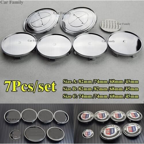 7x For bmw E60 E90 F10 F30 F15 Car Steering Wheel Sticker Car Wheel Centre Hub Cap Front Rear Badge 82mm 74mm 68mm 45mm Emblem