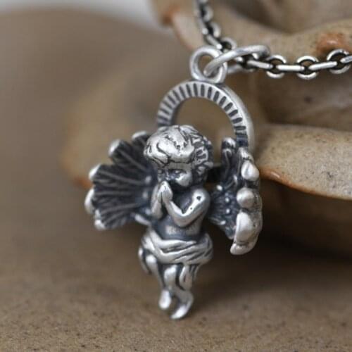 925 Sterling Silver Charms Little Angel God of Love Cupid Pendant A5269