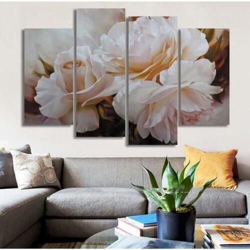 Elegant Pink peony Flowers painting diamond rhinestone embroidery cross stitch 4 pcs natural landscape mosaic full diamond set