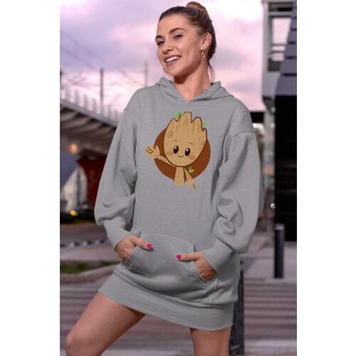 Angemiel Wear Cute Groot Gray Dress Sweatshirt Tunik
