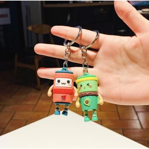 Cute Cartoon Anime banana strawberry watermelon avocado 3D Keychain Cartoon Doll Key Chains Cute Keyring Car charms key Holder