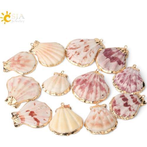 CSJA Scallop Shape Natural Cowrie Pink Colorful Shell for Women DIY Making Jewelry Earrings Pendant Necklace Creative Decor G394