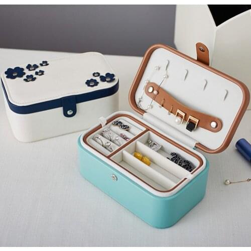 Travel Jewelry Case PU Leather Jewelry Rings Earrings Storage Case Box Organizer Jewelry Storage Monden New for Girls