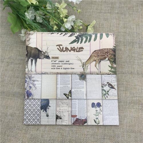 24sheet 6"X6"Jungle Flower background Garden patterned paper Scrapbooking paper pack handmade craft paper craft Background pad