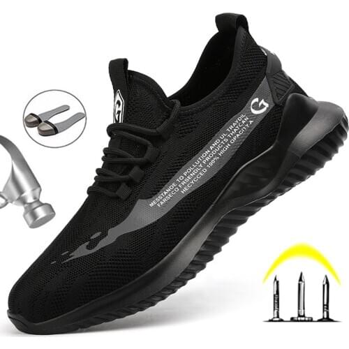 Indestructible Shoes Men Steel Toe Cap Work Safety Shoes Puncture-Proof Mens Boots Non-Slip Lightweight Breathable Man Sneakers