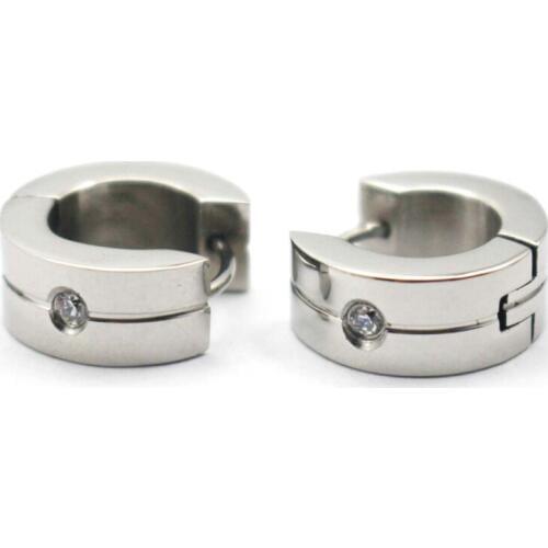 HOT Selling Punk Earring Inlay Zircon Fashion Stainless Steel Hiphop C Stud Earrings Jewelry Stud Earrings for Women