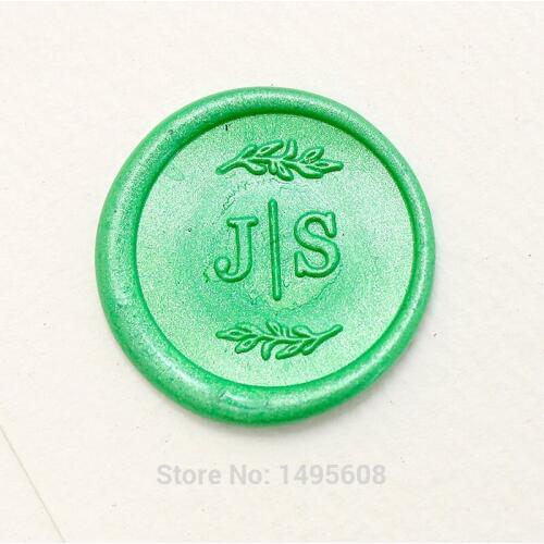 Leaf initials Wax Seal Stamp, Initials Wax wedding invitation seal, Personalize initial wax sealing stamp, envelops seal
