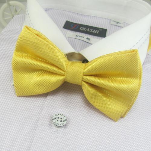 Mens solid bowtie bows yellow tie knots neck ties necktie butterflies neckwear