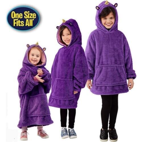 New Childrens Pajamas Solid Color Thickening Plus Velvet Warm Home Childrens Clothing Storage Warm Clothing Pet Shape